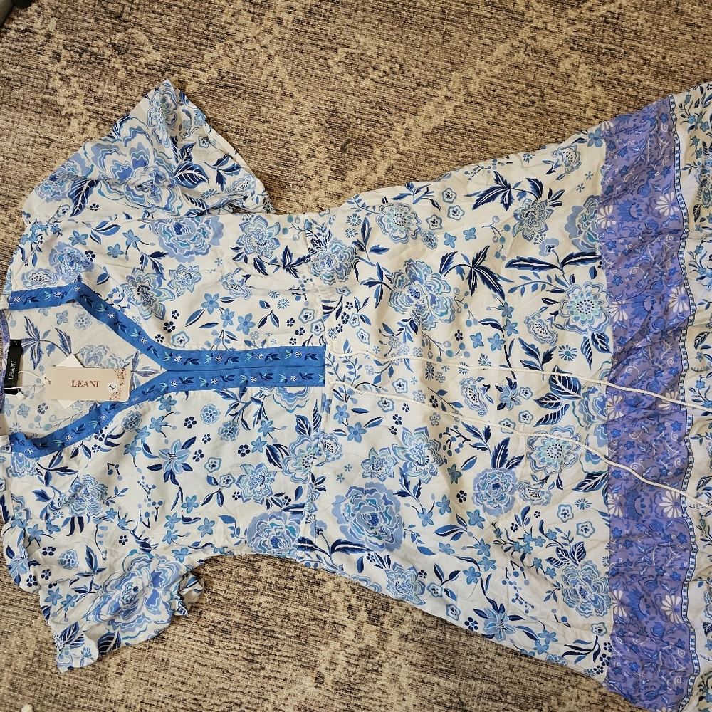Blue and white summer dress